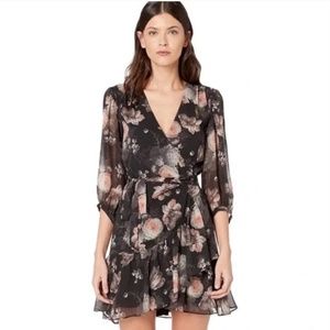 NEW AllSaints Jade Eden Dress Size S Rose Floral Wrap Dress Sheer Lined Flowy
